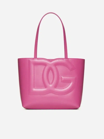 Dolce & Gabbana Dg Logo Leather Small Tote Bag In Pink