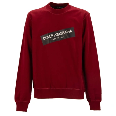 Pre-owned Dolce & Gabbana Dg Logo Patch Cotton Sweater Sweatshirt Red Black 52 42 L 13475