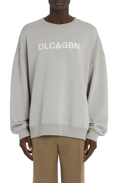 Dolce & Gabbana Dgvib3 Cotton French Terry Crewneck Sweatshirt In Grigio Chiaro