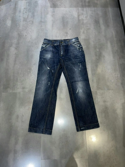 Pre-owned Dolce & Gabbana Distressed Denim Pants In Indigo