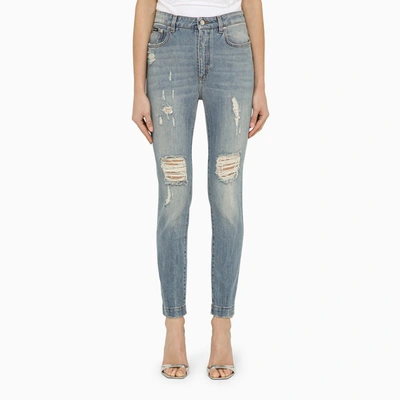 Dolce & Gabbana Audry Denim Skinny Jeans With Wear And Tear In Multicolor