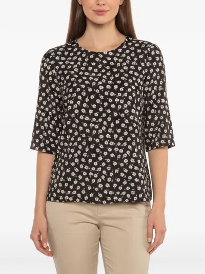 Pre-owned Dolce & Gabbana Floral-print Crepe Blouse In Black