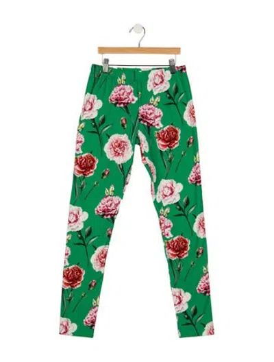Pre-owned Dolce & Gabbana Kids' Girls' Printed Leggings W/tags In Green