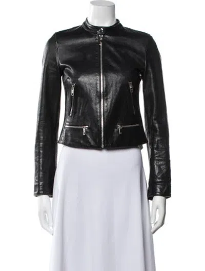 Pre-owned Dolce & Gabbana Goat Leather Biker Jacket In Black