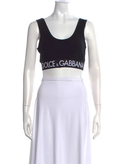 Pre-owned Dolce & Gabbana Graphic Print Scoop Neck Sports Bra W/ Tags In Green