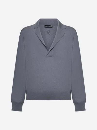 Dolce & Gabbana Grey Wool Logo Embroidered Sweater