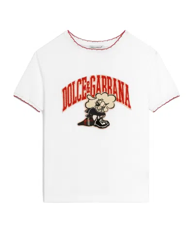 Dolce & Gabbana Kids' Jersey T-shirt With Logo In White