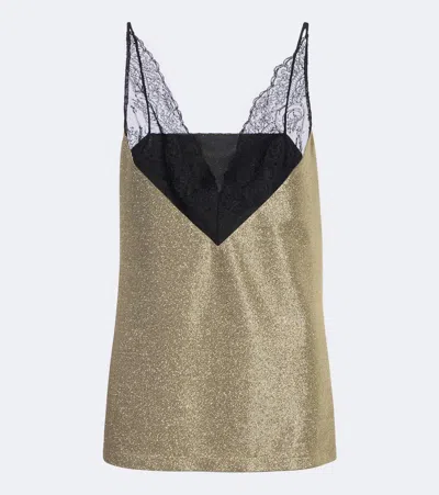 Dolce & Gabbana Lace-trimmed Lame Camisole In Gold