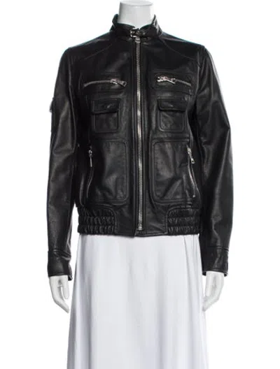 Pre-owned Dolce & Gabbana Leather Biker Jacket In Black