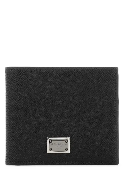 Dolce & Gabbana Leather Mini Flap-over Wallet In Black