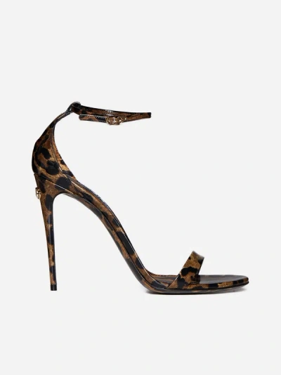 Dolce & Gabbana Leopard-print Patent-leather Sandals In Multi