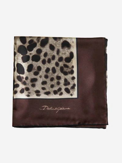 Dolce & Gabbana Leopard Print Silk Scarf In Leo,brown