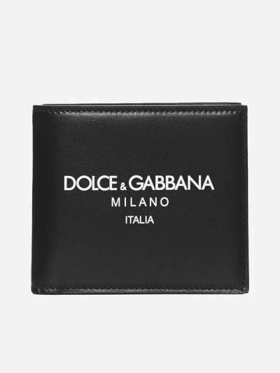 Dolce & Gabbana Logo Leather Bifold Wallet In Black