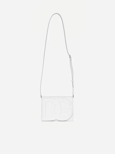 Dolce & Gabbana Logo Leather Crossbody Bag In Optic White
