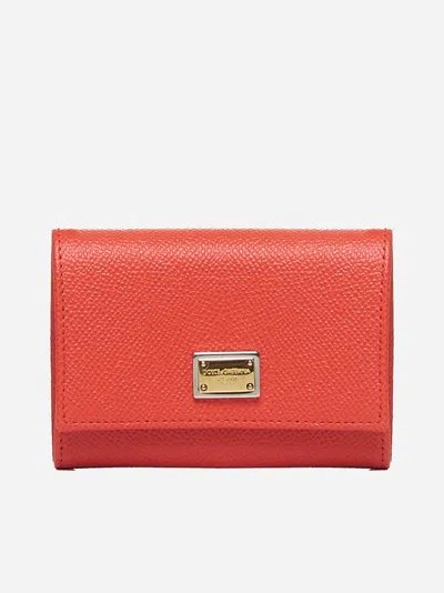 Dolce & Gabbana Logo-plaque Leather Bifold Wallet In Coral