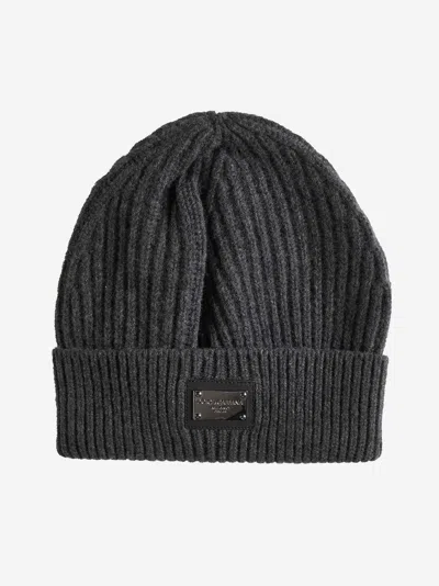 Dolce & Gabbana Logo-plaque Wool And Cashmere Beanie In Black