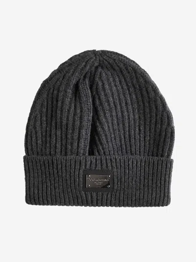 Dolce & Gabbana Logo-plaque Wool And Cashmere Beanie In Grey Melange