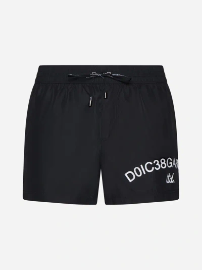 Dolce & Gabbana Logo Swim Shorts In Black