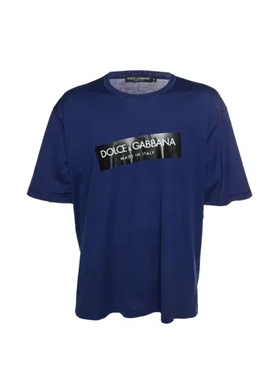 Pre-owned Dolce & Gabbana Logo Tape T-shirt In Blue