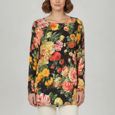 Pre-owned Dolce & Gabbana Multicolor Floral Printed Crepe Tunic Tops L