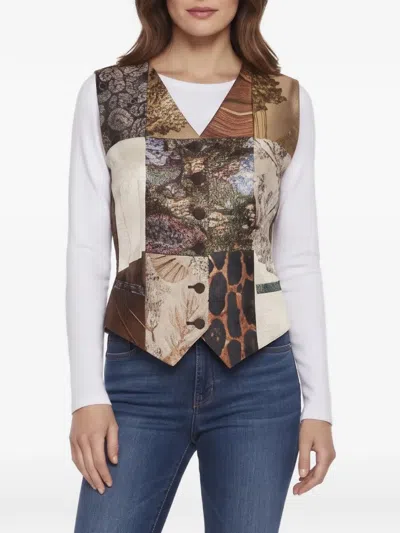 Pre-owned Dolce & Gabbana Patchwork Jacquard Vest In Brown