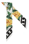 Dolce & Gabbana Dolce&gabbana Polka Dot & Floral Print Silk Skinny Scarf In Yellow/ White Print