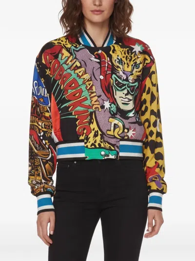 Pre-owned Dolce & Gabbana Pop-art Comic-print Bomber Jacket In Black