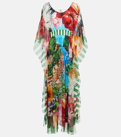 Dolce & Gabbana Portofino Printed Silk Chiffon Gown In Multicoloured