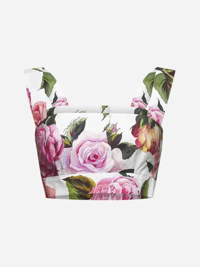 Dolce & Gabbana Rose Print Cotton Top