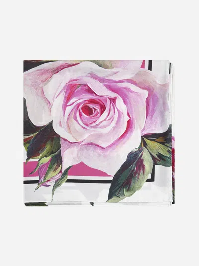 Dolce & Gabbana Rose Print Silk Twill Scarf