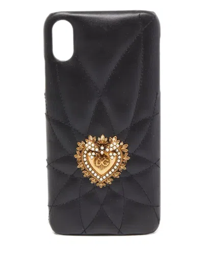 Pre-owned Dolce & Gabbana Sacred Heart Quilted Iphone Xs Case In Black