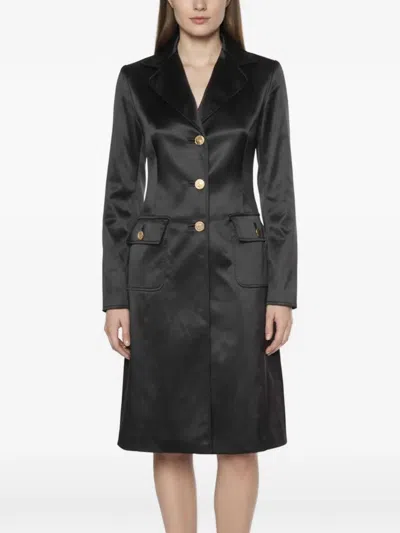 Pre-owned Dolce & Gabbana Satin Button-front Coat In Black