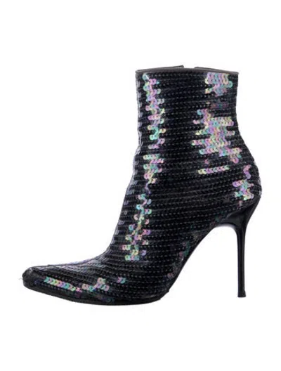 Pre-owned Dolce & Gabbana Sequins Patterned Boots In Grey