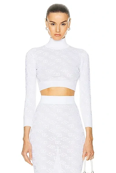 Dolce & Gabbana Sheer Turtleneck Top In Bianco