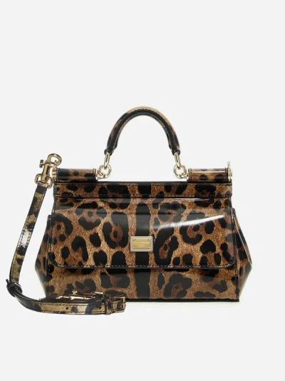 Dolce & Gabbana Sicily Kim Animalier Print Leather Small Bag In Leo