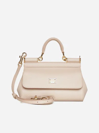 Dolce & Gabbana Sicily Small Leather Bag In Nude Pink
