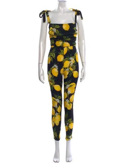 Pre-owned Dolce & Gabbana Silk Floral Print Jumpsuit In Black