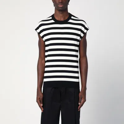 Dolce & Gabbana Sleeveless Kimono-style Striped Sweater In Multicolour