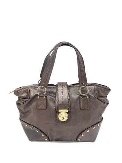 Pre-owned Dolce & Gabbana Studded Lock Tote Bag In Grey