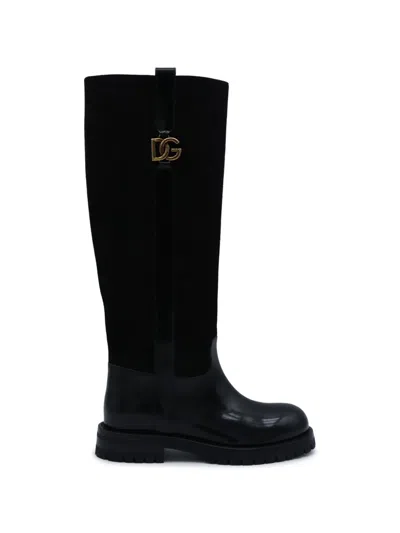 Dolce & Gabbana Suede Boots In Black