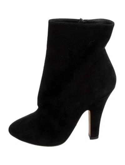 Pre-owned Dolce & Gabbana Suede Crystal Embellishments Boots In Black