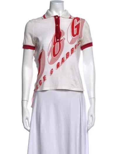 Pre-owned Dolce & Gabbana Vintage Graphic Print Polo In Neutrals/red