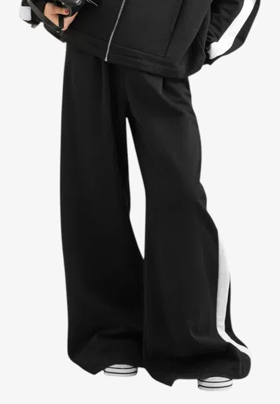 Dolce & Gabbana Wide-leg Fleece Track Pants In Black