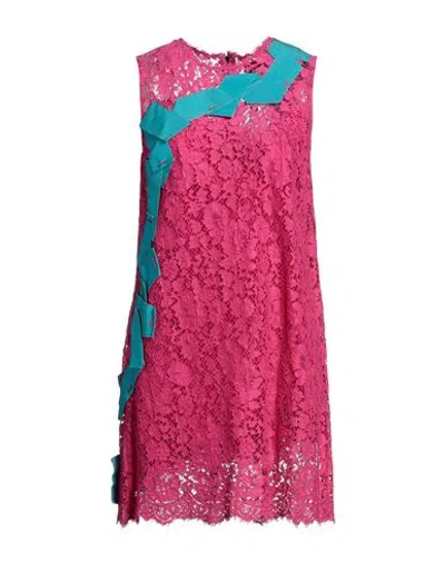 Dolce & Gabbana Woman Mini Dress Fuchsia Size 8 Cotton, Viscose, Polyamide, Acetate In Pink