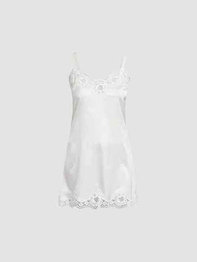 Dolce & Gabbana Women's Lace-trimmed Silk Satin Nightgown In Bianco Naturale