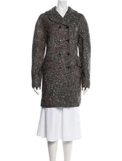 Pre-owned Dolce & Gabbana Wool Tweed Pattern Coat In Black
