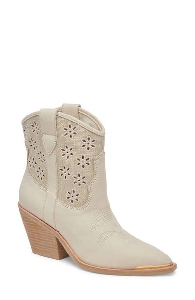 Dolce Vita Nashe Western Bootie In Oatmeal Floral Eyelet