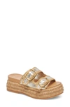 Dolce Vita Wanika Jute Platform Slide Sandal In Platnium Crackled Leather