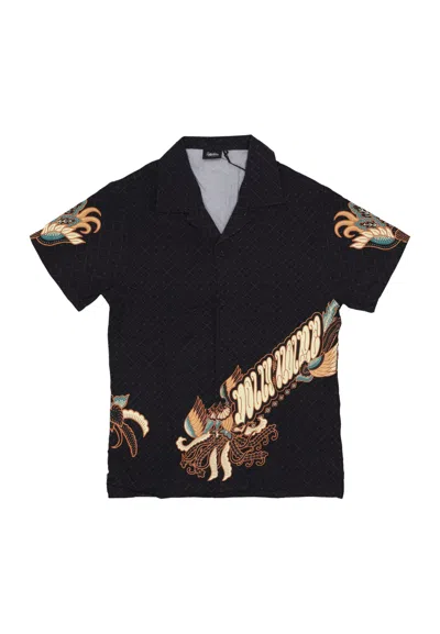 Dolly Noire Shirt Short Sleeve Harmony Batik Bowling Shirt Black