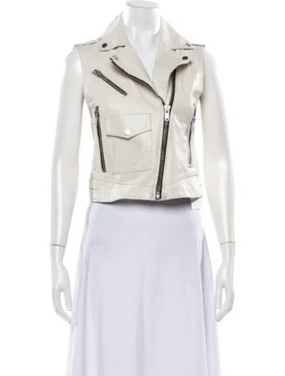 Pre-owned Doma Leather Biker Jacket In Neutrals